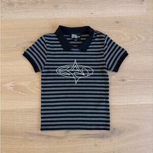 Basic Pleasure Mode Stripe Polo Tee Penelope Size M Black Gray White